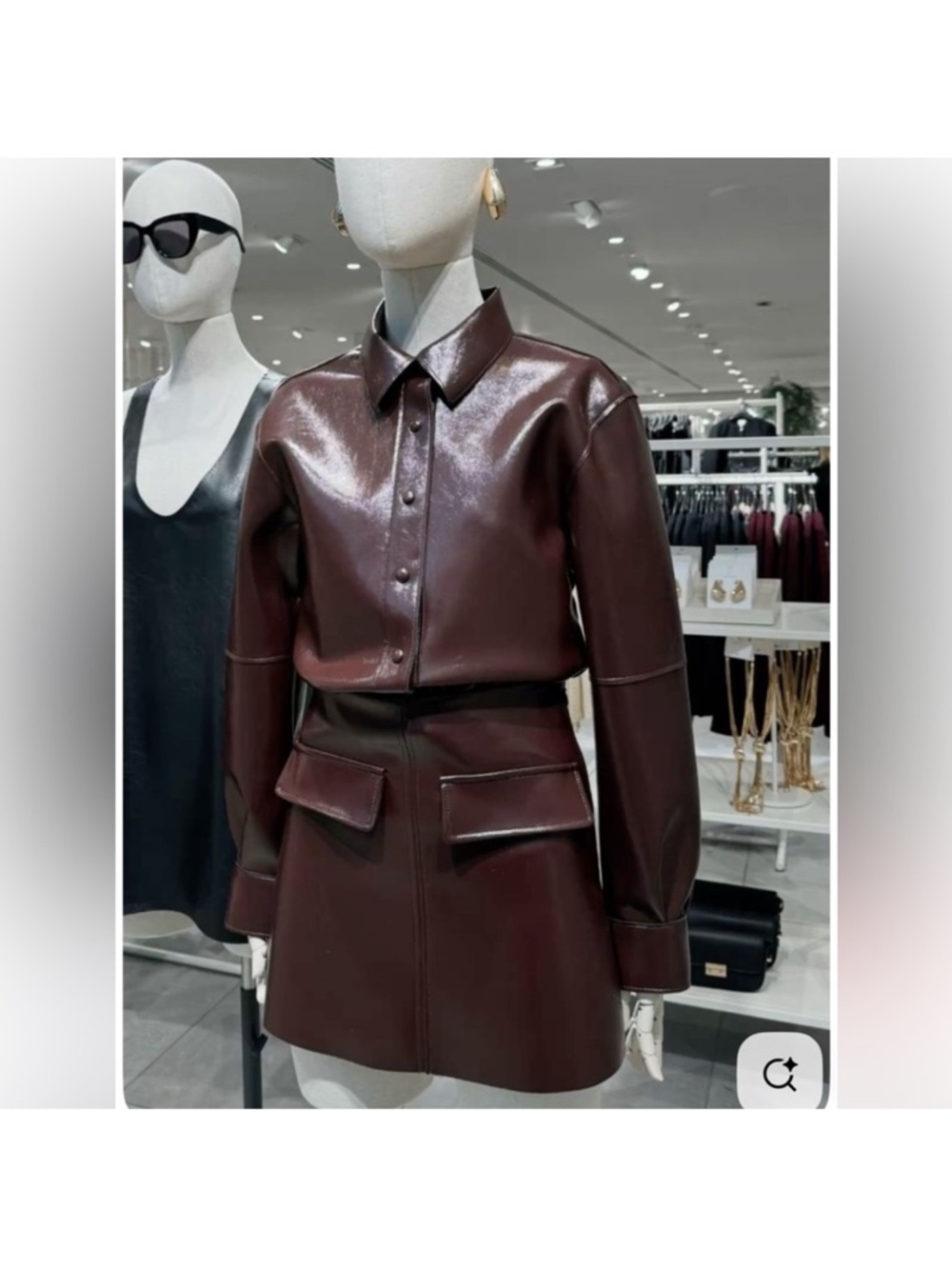 H&M Burgundy Leather-Look Mini Skirt